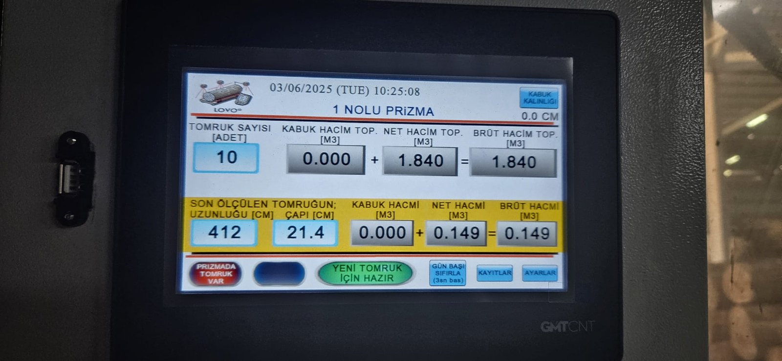 LOVO Tomruk Hacim Hesaplama Sistemi